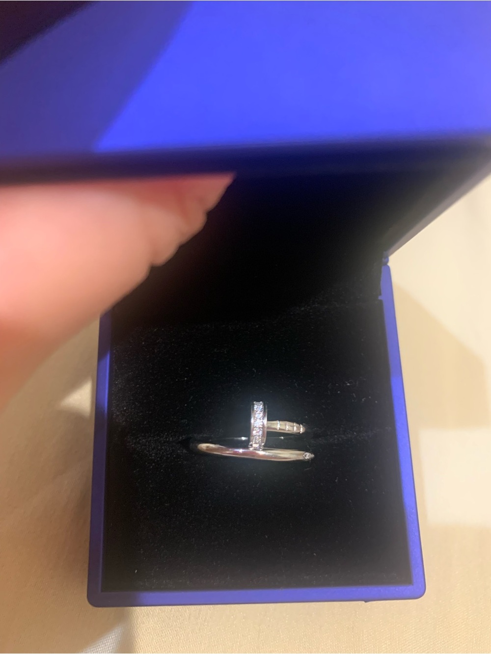 Sterling Silver Cubic Zirconia  Nail Ring